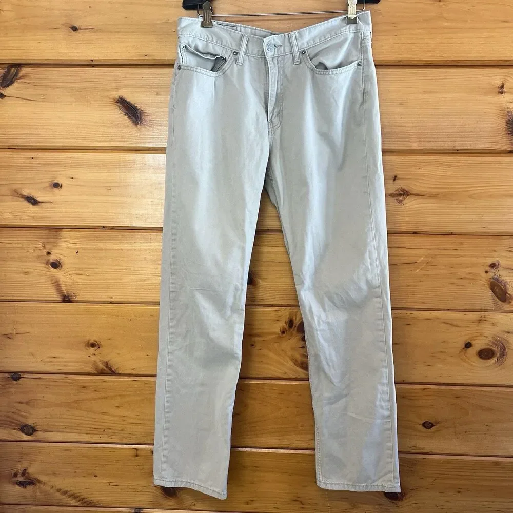 Levis 514 Pants Mens 34x34 Khaki Straight Leg Cotton Casual Classic Jeans